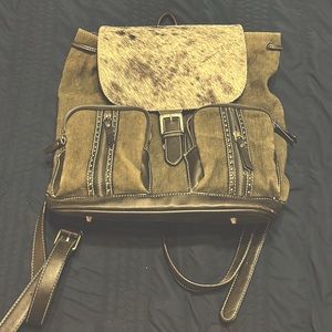 Western cow Hyde back pack. Real leather.